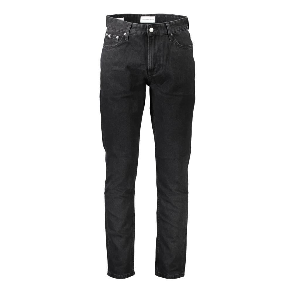 Calvin Klein Zwarte Denim Jeans met Applicatie Logo Black Heren