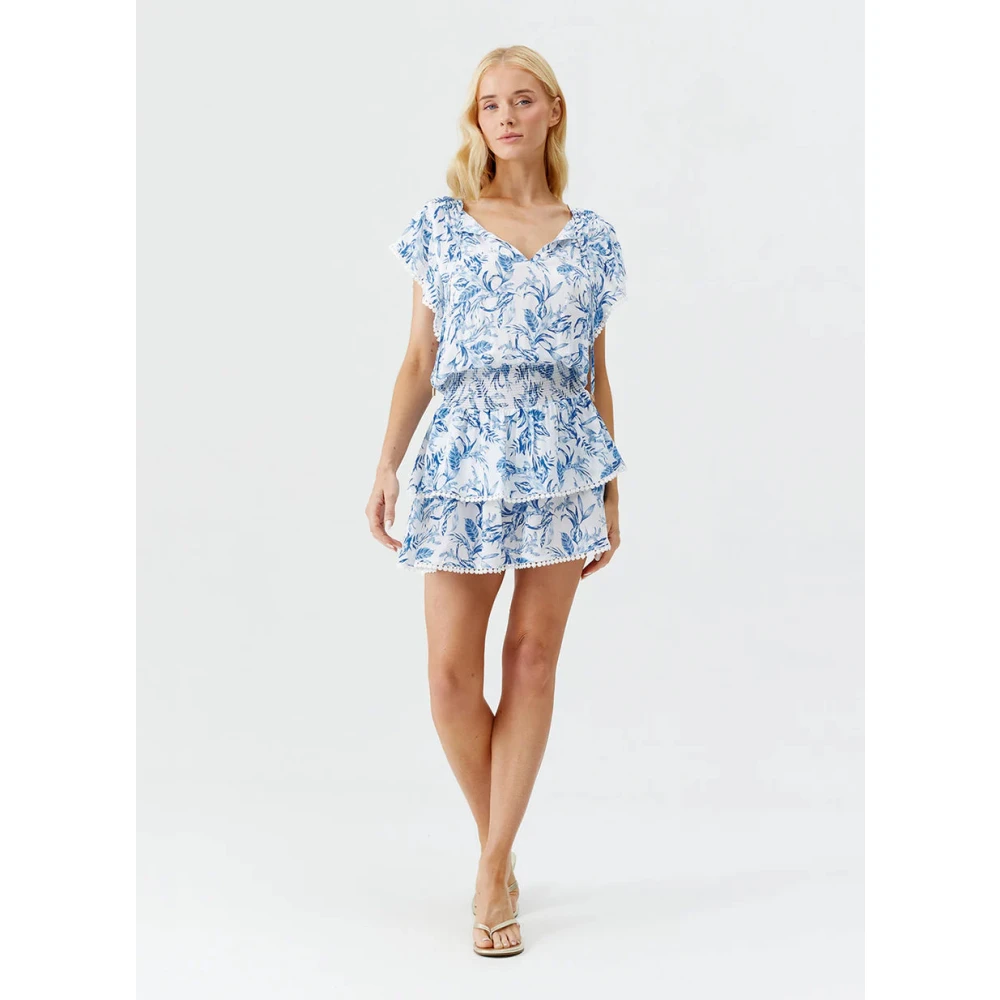 Melissa Odabash Blauw Blad Gelaagde Jurk Blue Dames