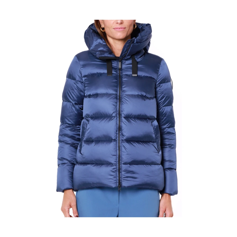 BomBoogie Korte Blauwe Hooded Winterjas Blue Dames