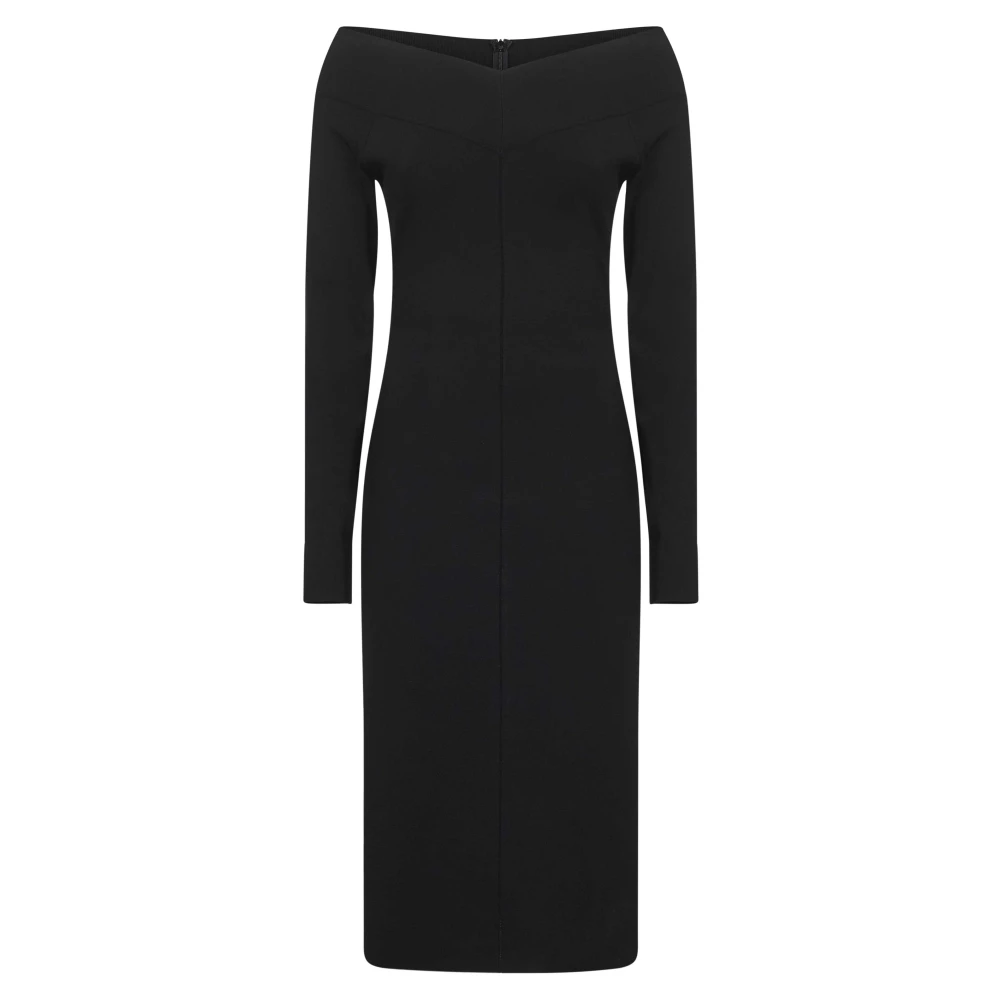 Stella Mccartney Women's Black Off-Shoulder Dress With Ruching - Midi Dresses - L - Dresses