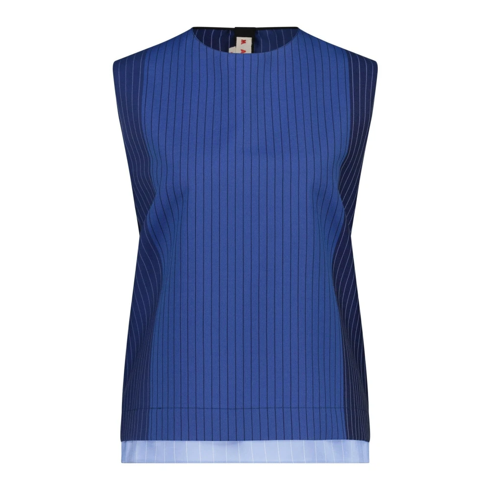 Marni Gestreepte wollen top Getailleerde snit Blue Dames