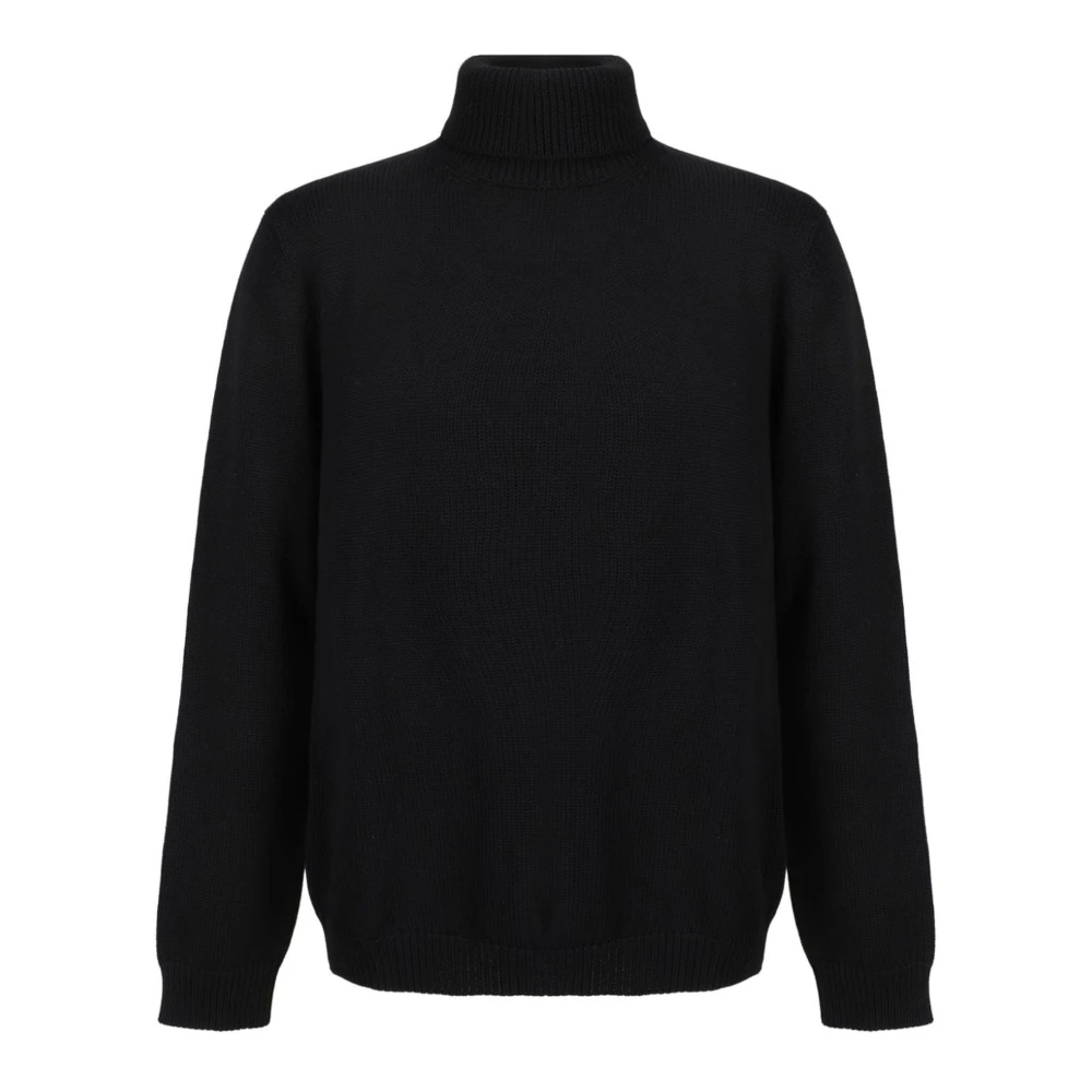 Roberto Collina Zwarte Merinowol Coltrui Trui Black Heren