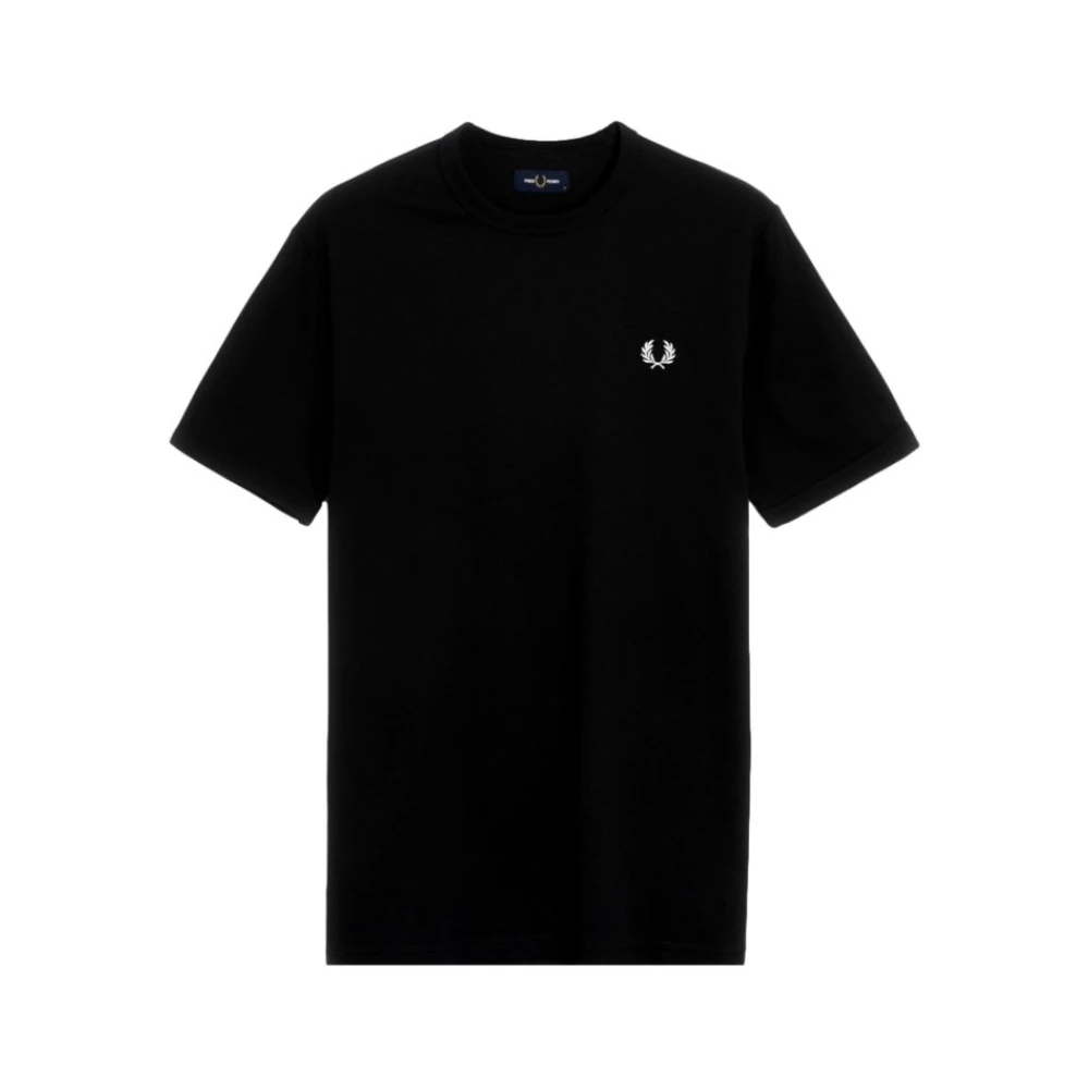 Fred Perry Uomo Nero Maglietta Ringer - Immagine 4