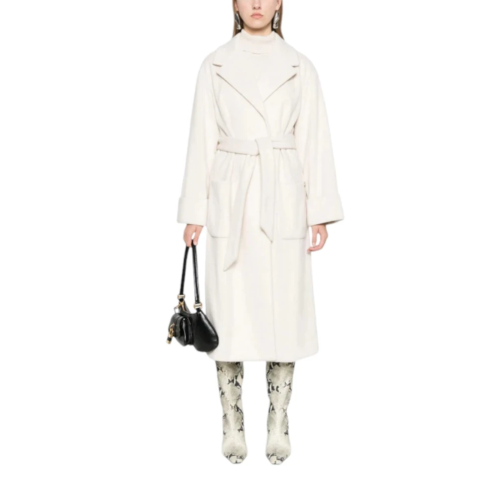 Liu Jo Gestreepte wollen jas White Dames