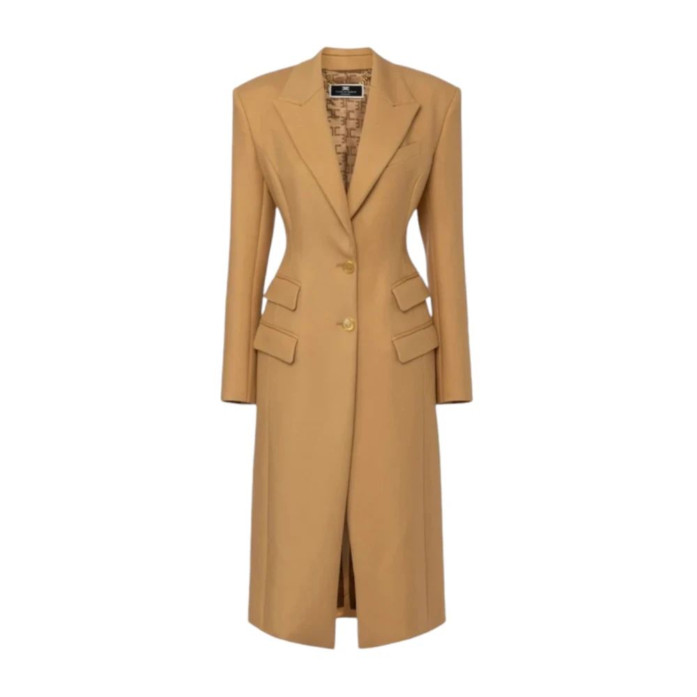 Elisabetta Franchi Stijlvolle wollen jas voor vrouwen Brown Dames