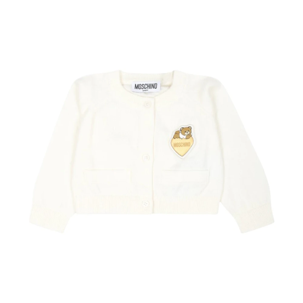 Moschino Girls White Kids Cardigans, 2 Y, Soft Cotton Wool Cardigan