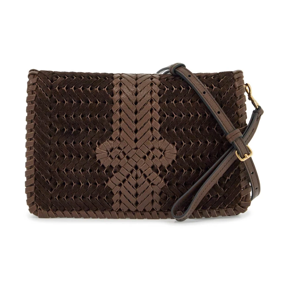 Anya Hindmarch Strik Motief Schoudertas Brown Dames
