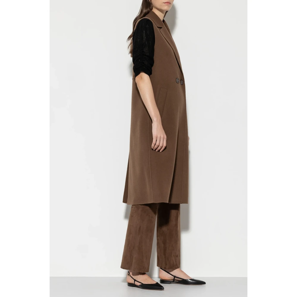 LUISA CERANO Bruine Wollen Blend Lang Vest Brown Dames