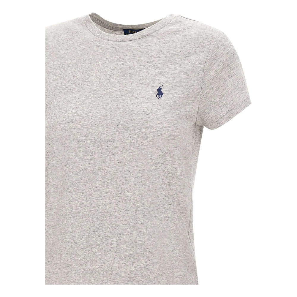 Polo Ralph Lauren Grijze Katoenen T-shirt met Logo Borduurwerk Gray Dames