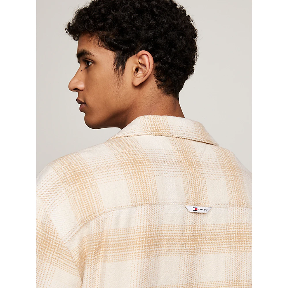 Tommy Jeans Geruit Overshirt met Badge Detail Yellow Heren