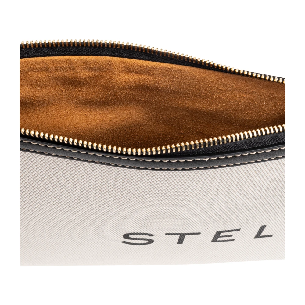 Stella Mccartney Handtas met bedrukt logo Beige Dames