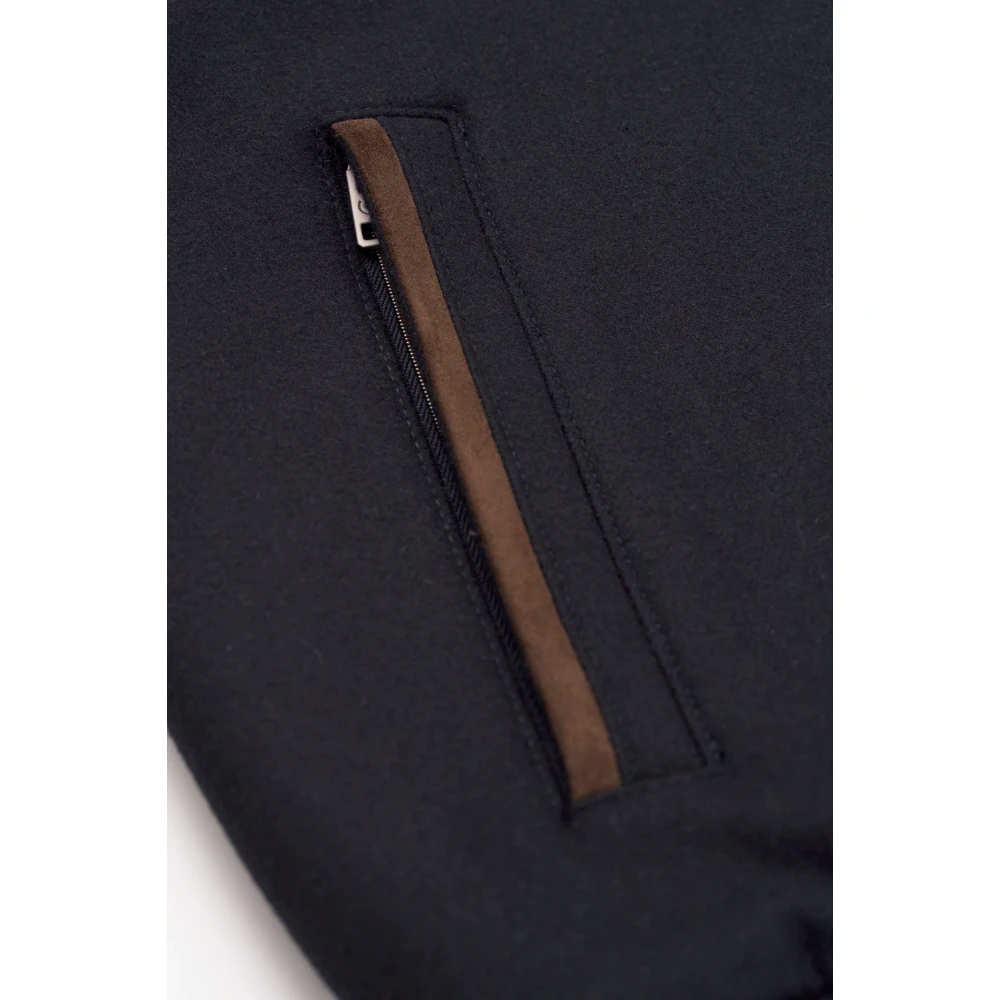 Bugatti Blauwe wollen jas met imitatiebont Black Heren