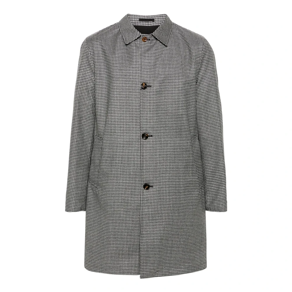 Kired Omkeerbare Pied-de-poule Wollen Jas Black Heren