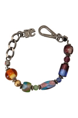 multicolor-beaded-silver-chain-bracelet