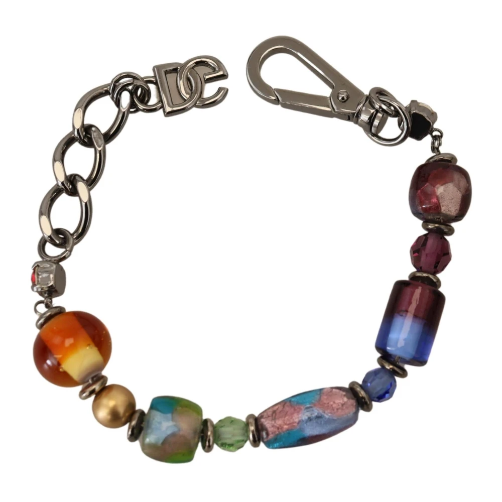 Dolce & Gabbana Multifärgade Pärlor Silverkedja Armband Multicolor, Dam