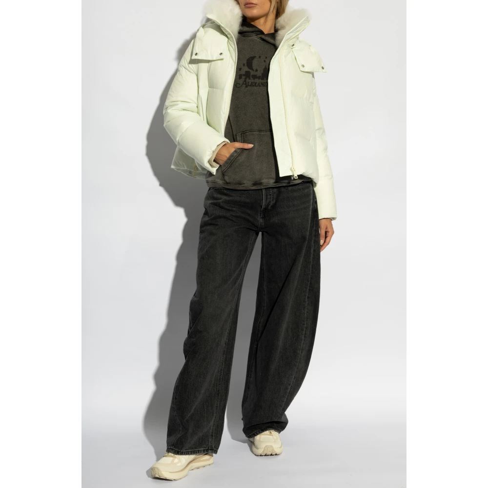 Yves Salomon Donsjack met bontkraag Beige Dames