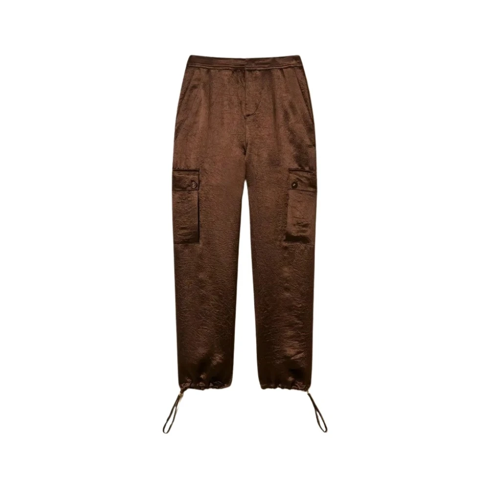 Twinset Donna Moro Pantalone Cargo In Raso, Colore - Immagine 3