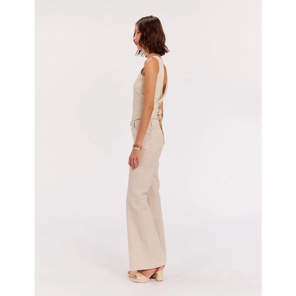 Ines De La Fressange Paris Gestreepte Flare Broek Beige Dames
