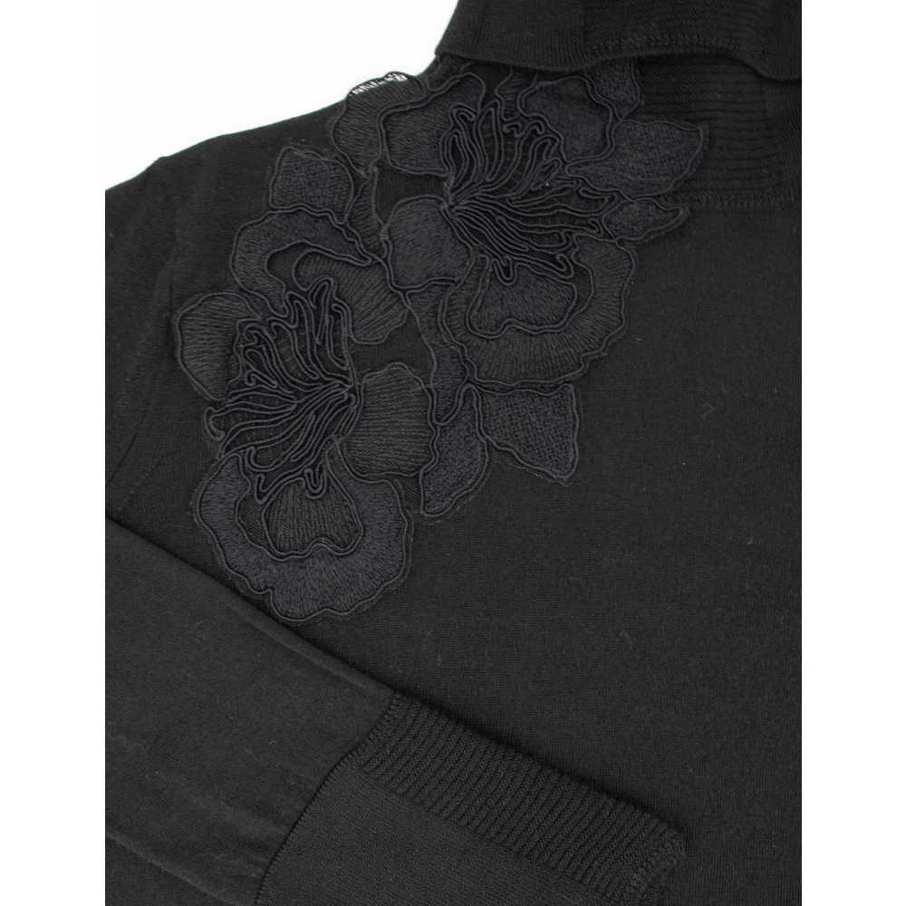 Ermanno Scervino Bloemen Kant Turtleneck Jumper Black Dames