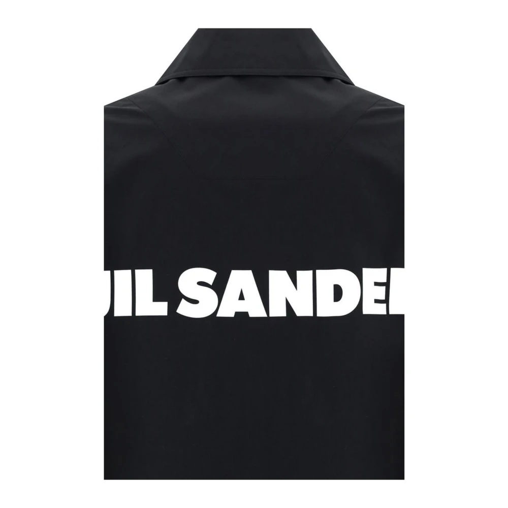 Jil Sander Klassieke Katoenen Jas met Snap-sluiting Black Dames