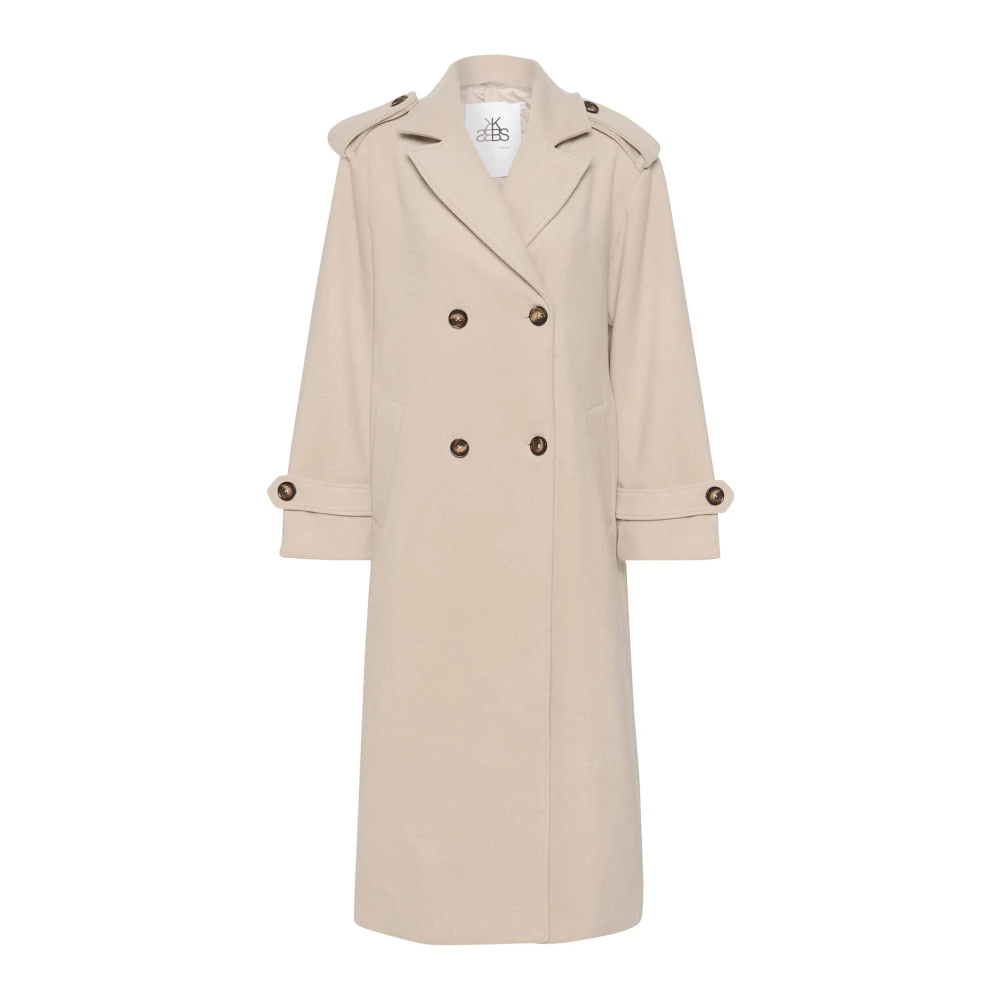 Karen by Simonsen Klassieke Jas met Schouderbanden Beige Dames