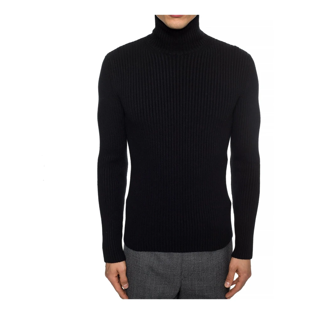 Balenciaga Ribgebreide Coltrui Kasjmiermix Trui Black Heren