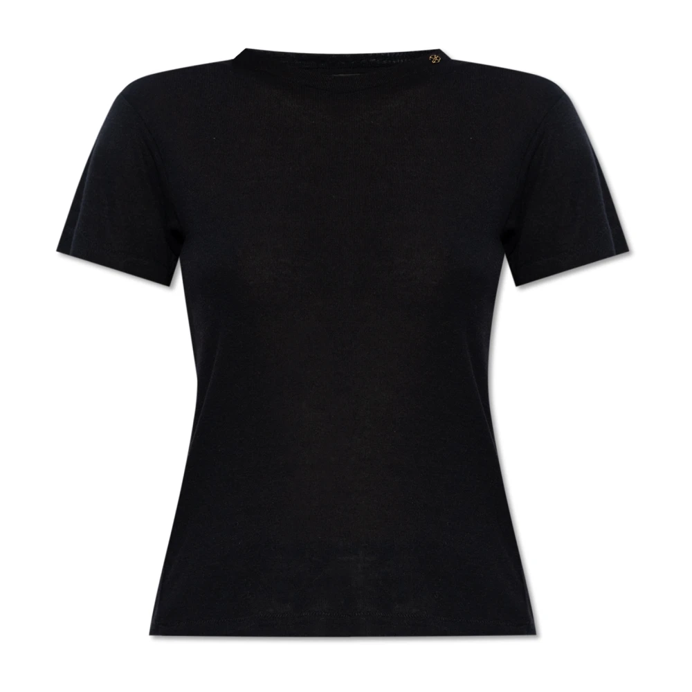 Anine Bing Amani T-shirt met logo Black Dames