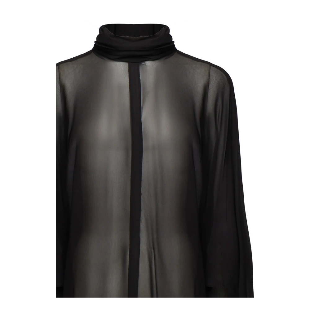 Nineminutes Zwarte Jurk met Kraag en Lange Mouwen Black Dames
