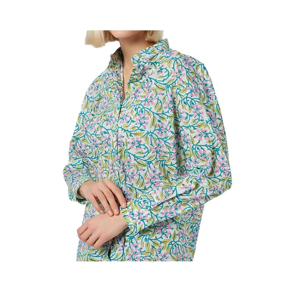 MC2 Saint Barth Brigitteflowers 55 Katoenen Shirt Tiffany Kleur Multicolor Dames