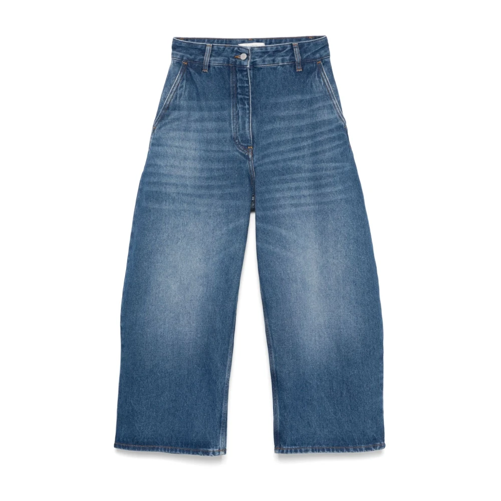 Studio Nicholson Women's Blue Indigo Jeans With Concealed Fly - Loose Fit Jeans - S - Jeans