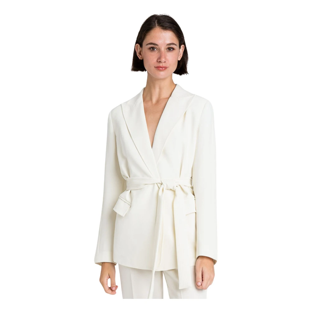 Twinset Elegante Blazer met Borduurriem White Dames