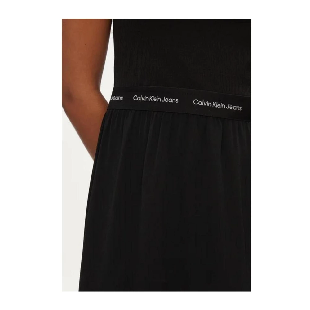 Calvin Klein Jeans Zwarte Viscose Korte Jurk Damesmode Black Dames