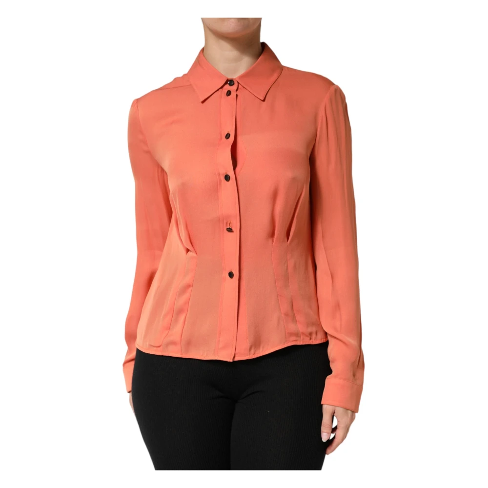 Emporio Armani Women's Orange Collared Long Sleeve Top - Shirts - S - Blouses & Shirts