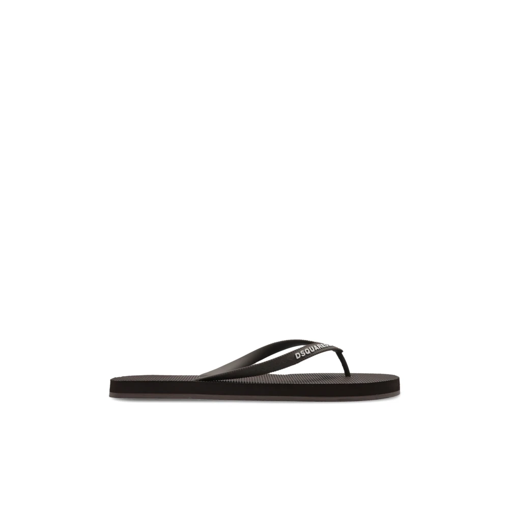 Dsquared2 Brown Flip Flops, Male, 8 Uk, Logo Flip Flops