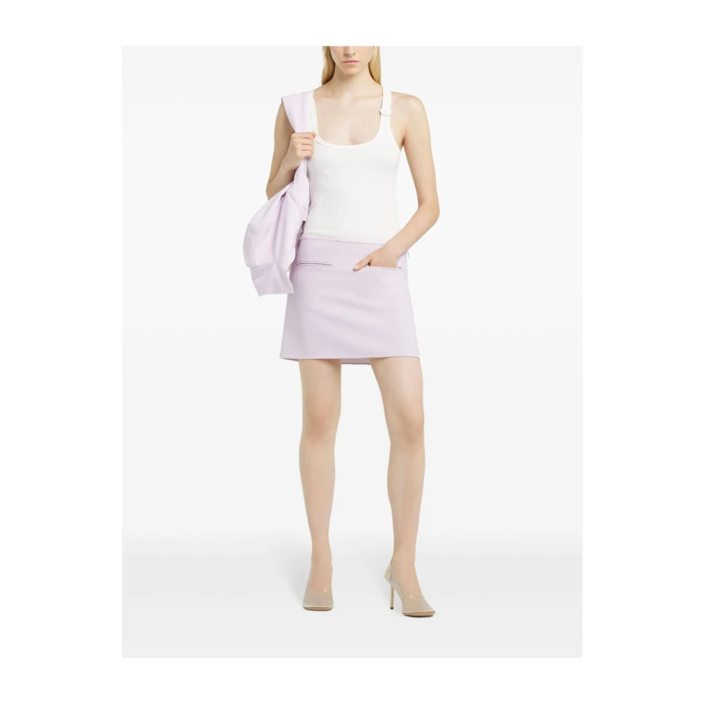Courrèges Witte Geribbelde Tanktop met AC Borduurwerk White Dames