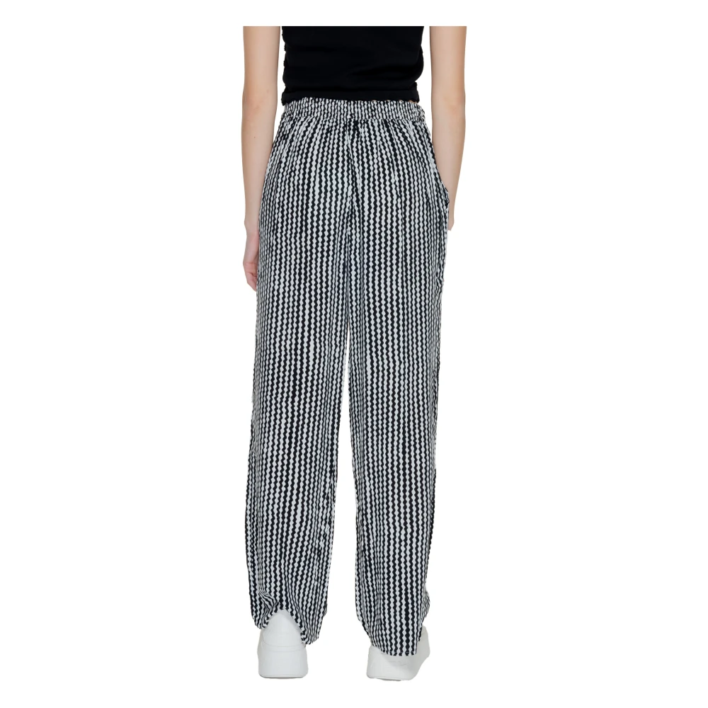 Only Geometrische Zwarte Vetersluiting Broek Black Dames