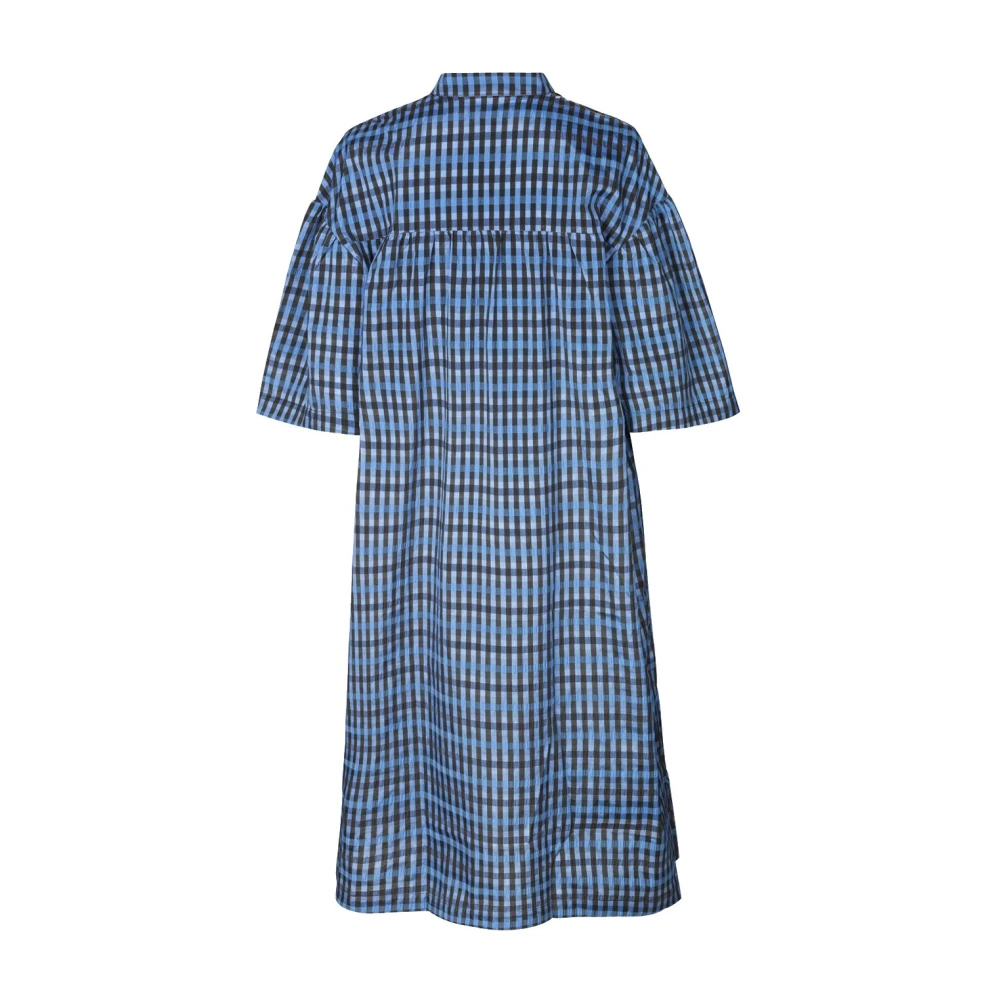 BAUM UND PFERDGARTEN Geruite Loose Fit Midi Jurk Blue Dames