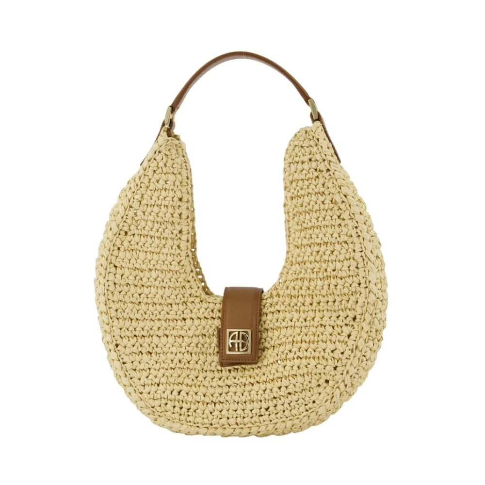 Anine Bing Women's Beige Monogram Shoulder Bag - Canvas