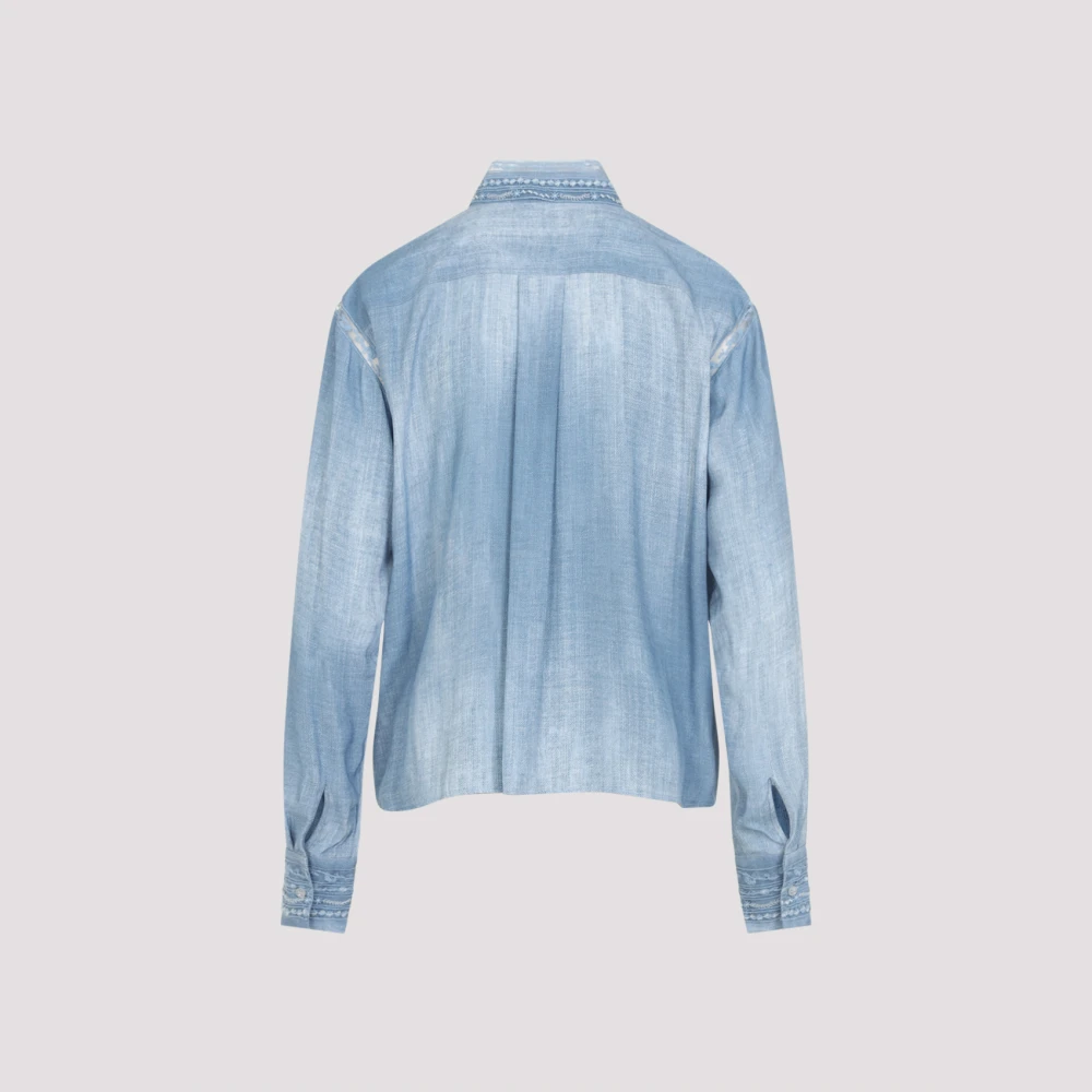 Ermanno Scervino Jeans Cropped Shirt met Print Blue Dames