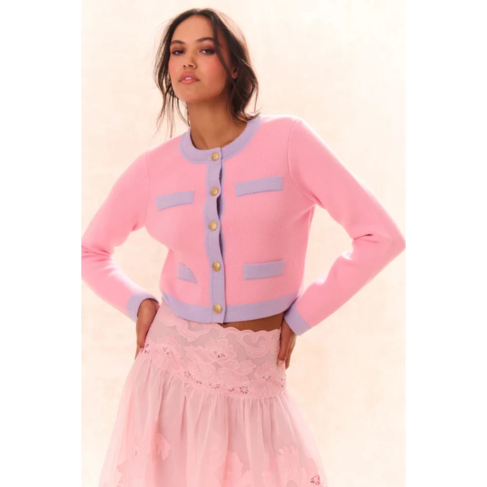 Loveshackfancy Stijlvolle Elif Cardigan in Peony Pink Dames