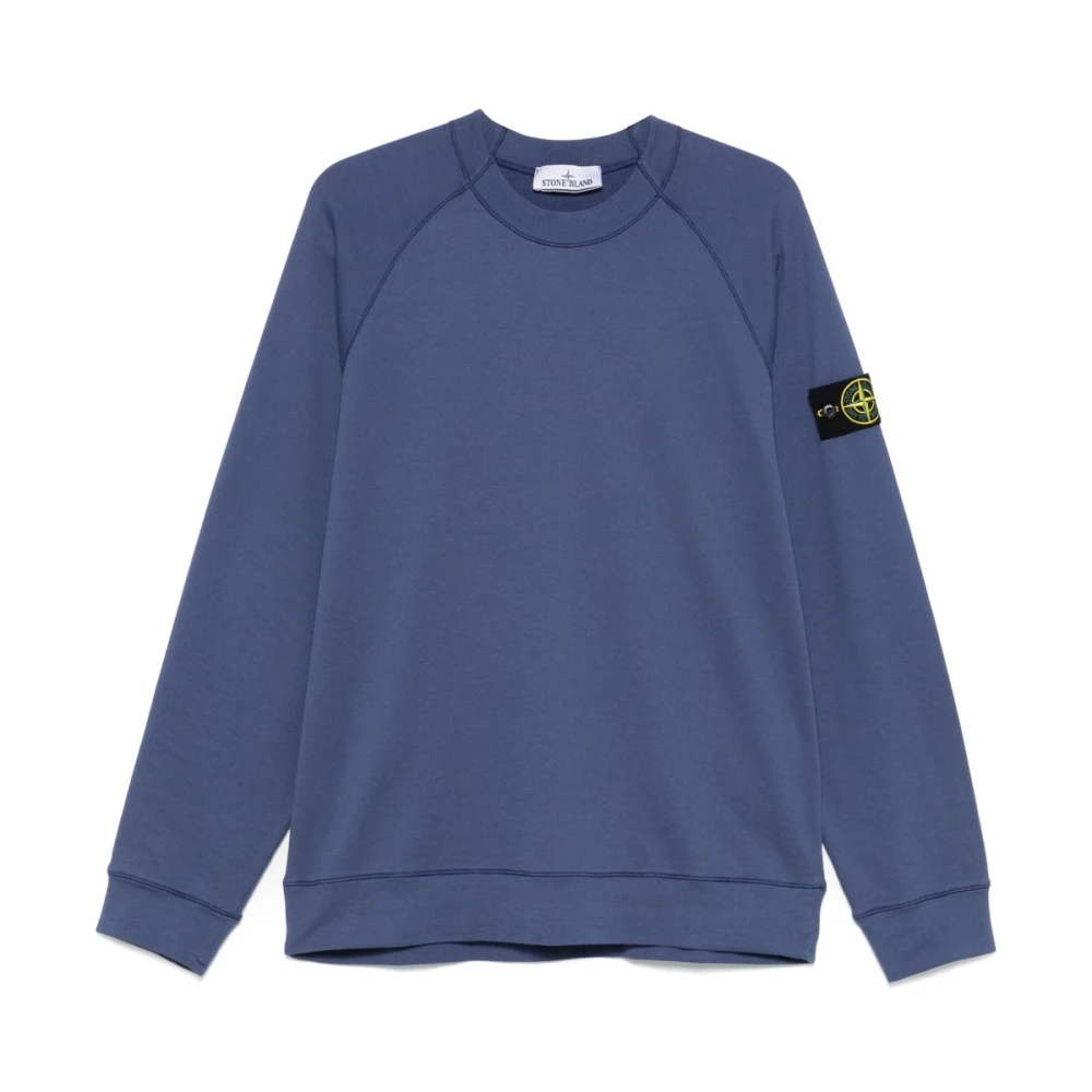 Stone Island Blauwe Crew Neck Raglan Sweater Blue Heren