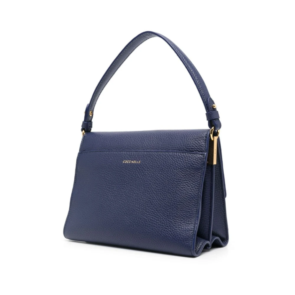 Coccinelle Blauwe Leren Schoudertas Blue Dames