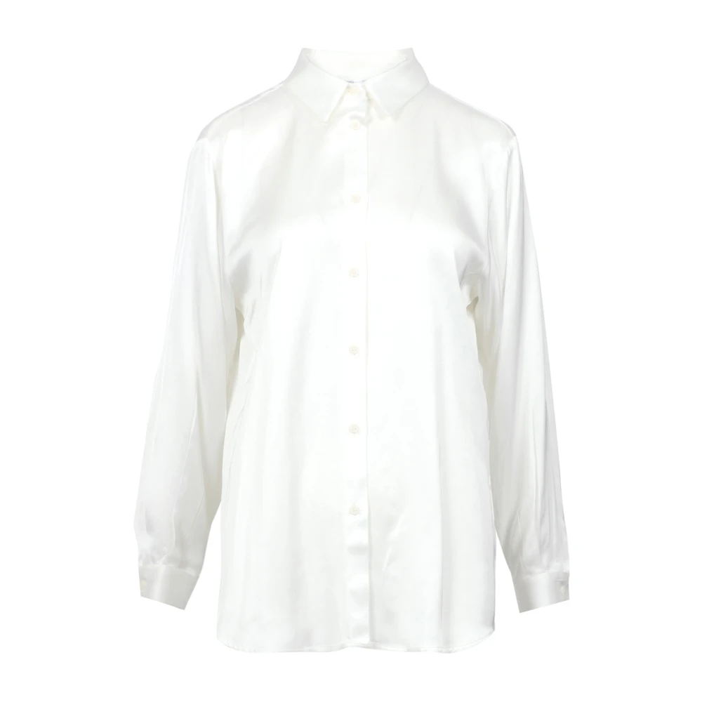Kaos Witte Viscose Shirt met Kraag Beige Dames