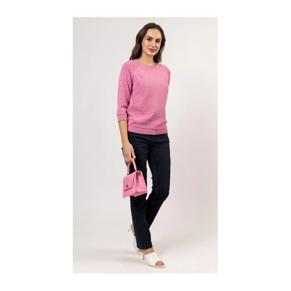 Roberto sarto 3 4 mouw rosebloom pullover sweater Pink Dames
