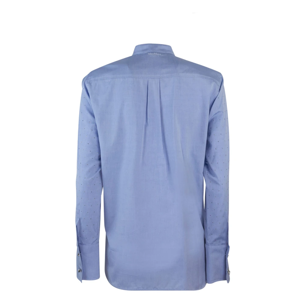 Max Mara Studio Blauwe shirt met strass details Blue Dames