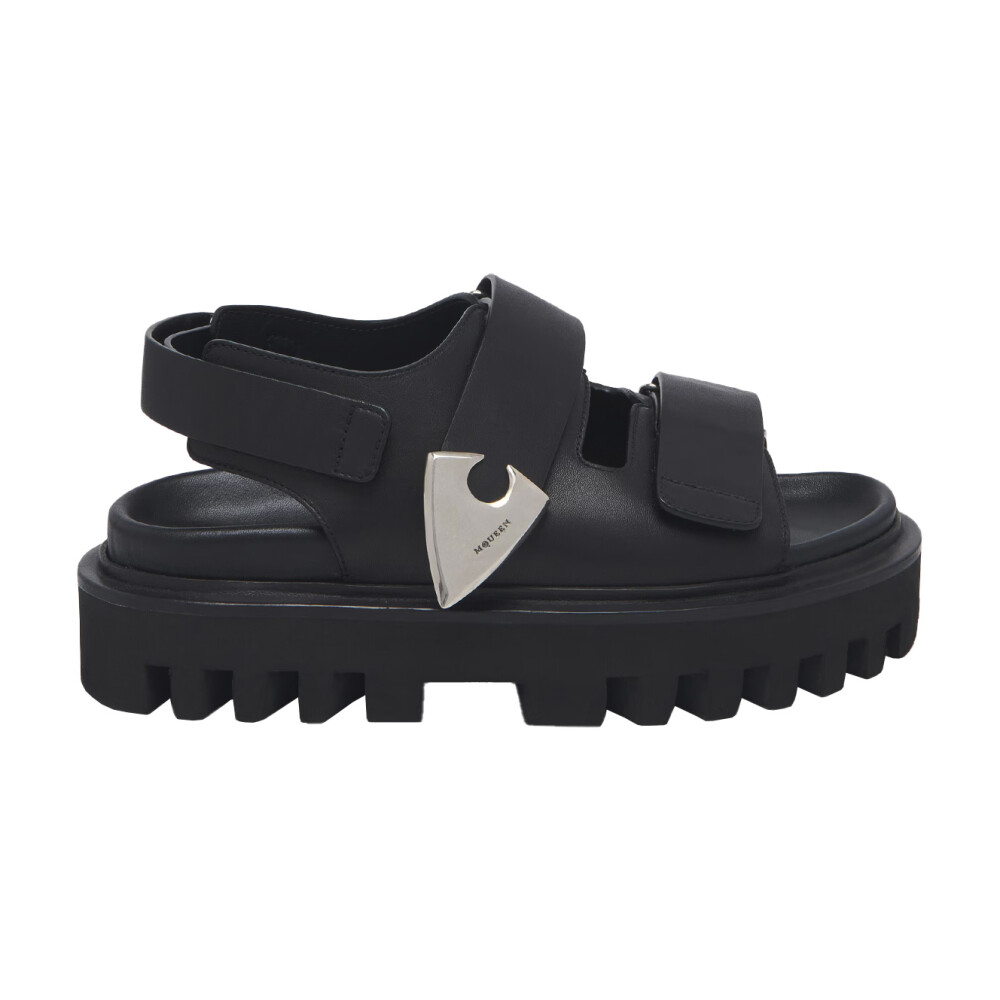 【関税&送料込】Alexander Mcqueen Sandalo Con Tacco Women's T-Bar Caged Sandal in Black | McQueen US