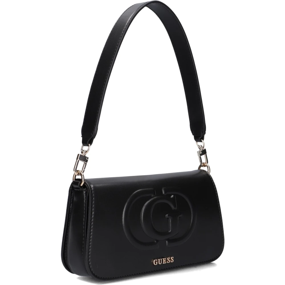Guess Zwarte Leren Schoudertas Mietta Black Dames
