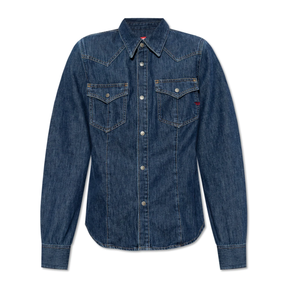 Diesel Femme Bleu Blouses Et Chemises, Taille: 38 Fr Chemise En Denim De-Waves