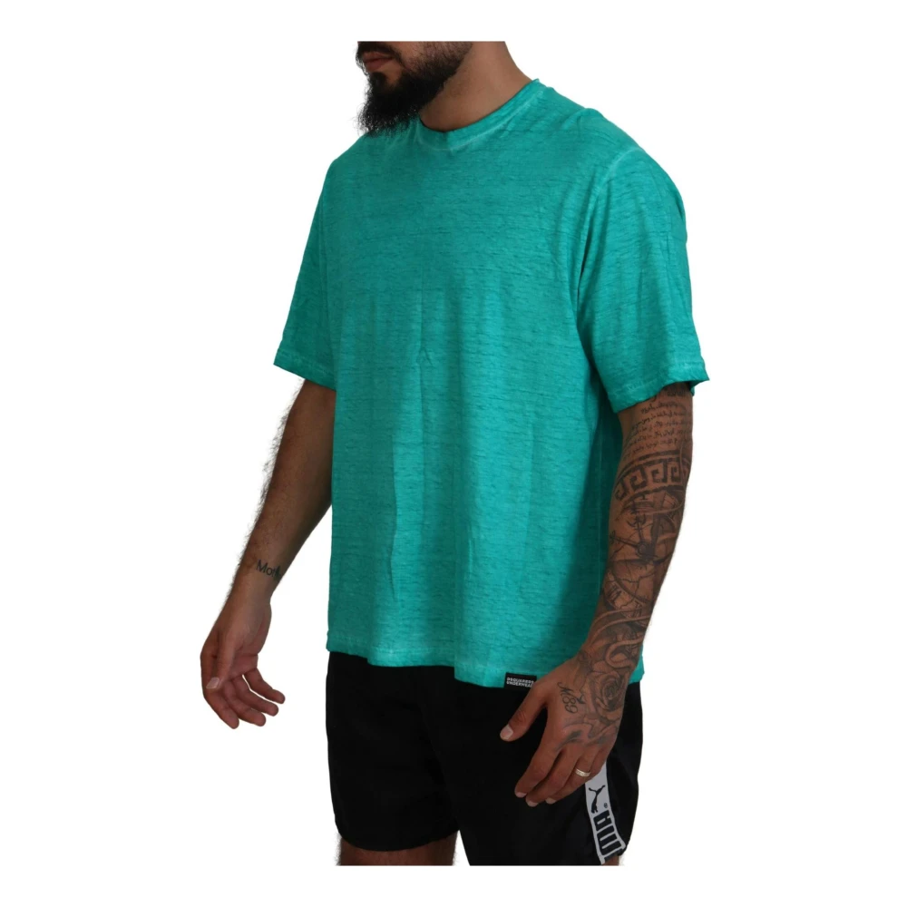 Dsquared2 Lichtgroene Katoen Linnen T-shirt Green Heren