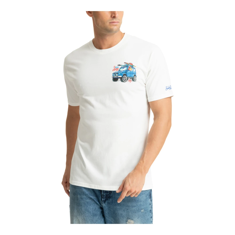 MC2 Saint Barth Gestreept Crypto Puppets Logo T-shirt White Heren
